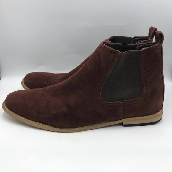 Pheroni Men's Maroon Faux Suede Leather Ankle Boots Calvin Size 13 Slip On - Picture 6 of 15